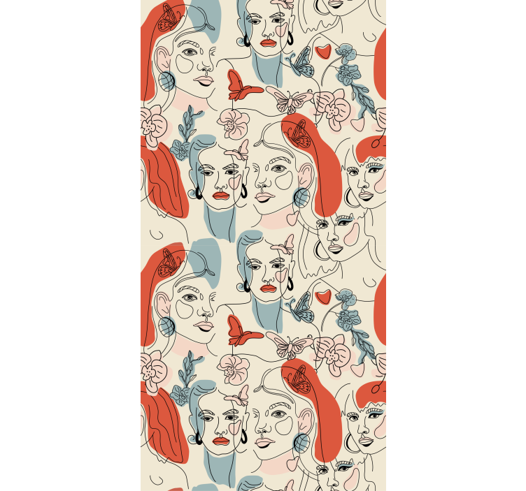 Feminine ansikter på abstrakt bakgrunn tapet abstrakt - Tenstickers