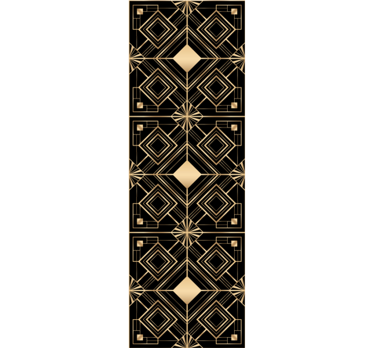 Moderne kunst svart og gyldent deco-mønster tapet firkant - Tenstickers