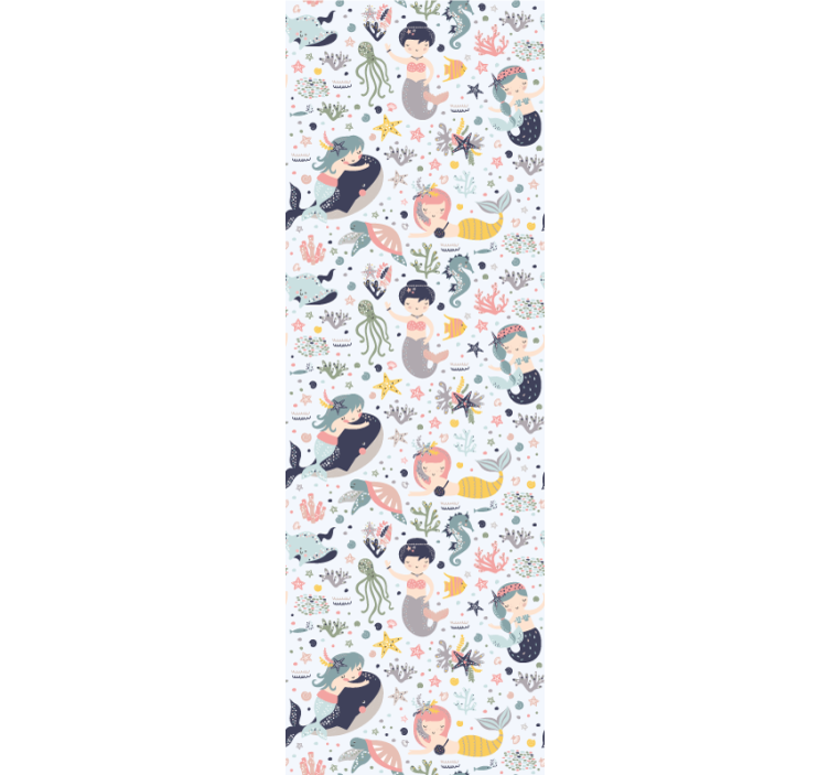 Søt tegneserie havfrue mønster tapet bad - Tenstickers
