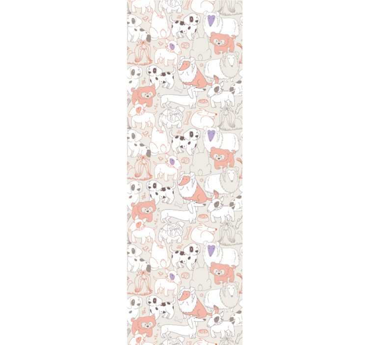 Rosa og hvite valpemønster tapet bad - Tenstickers