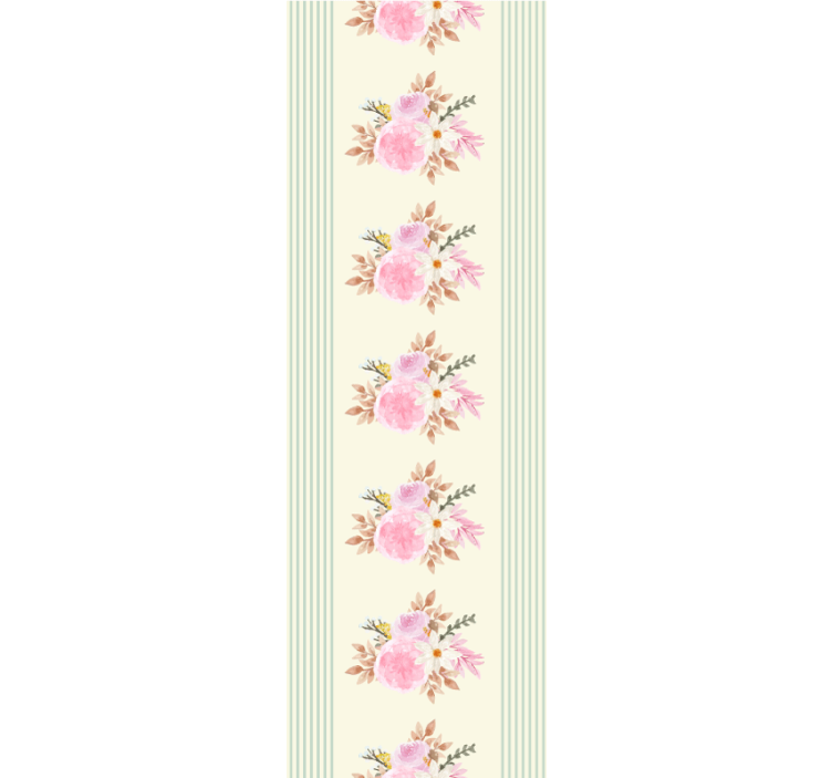 Floral stripe design tapet blomste - Tenstickers
