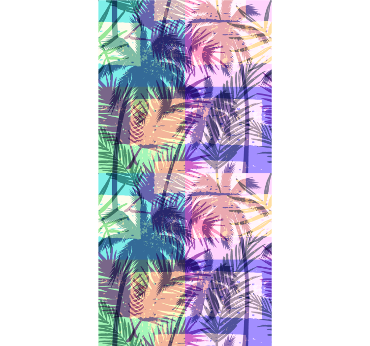 Lyse farger palmer tropisk mønster tapeter trær - Tenstickers