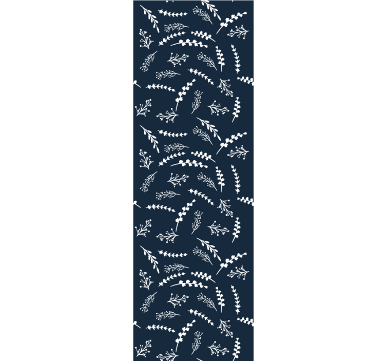 Delikat blått mønster tapet grønne blader - Tenstickers