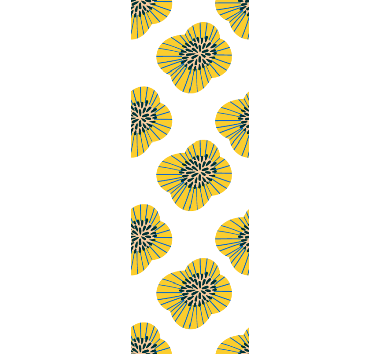 Stor blå og gul rund blomst tapet bad - Tenstickers