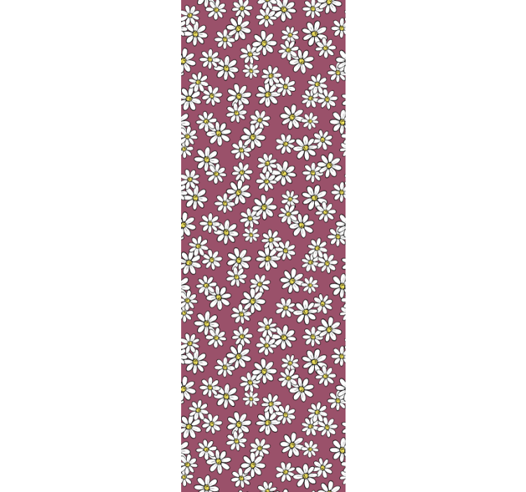 Tusenfryd på rødt mønster tapet blomster - Tenstickers