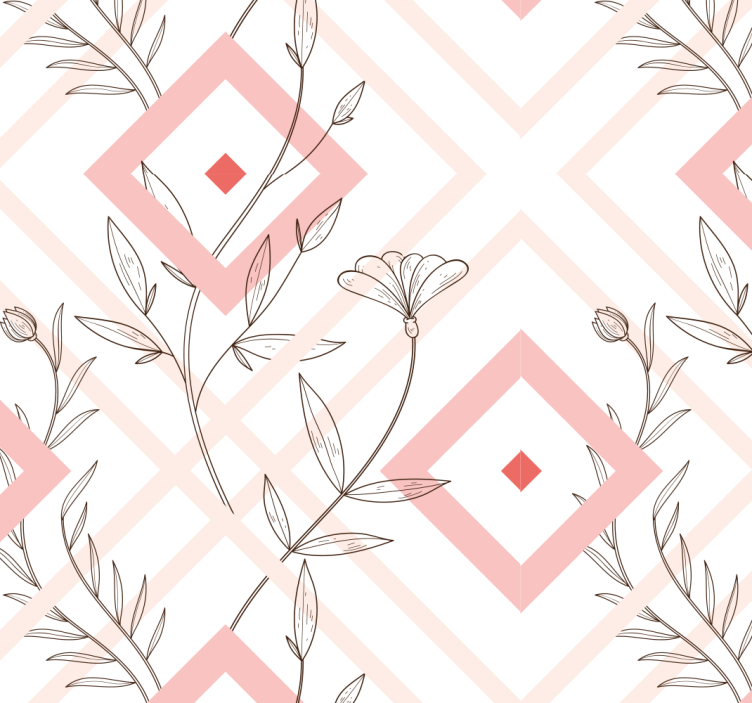 Blomsterdiamantformer tapet stue - Tenstickers