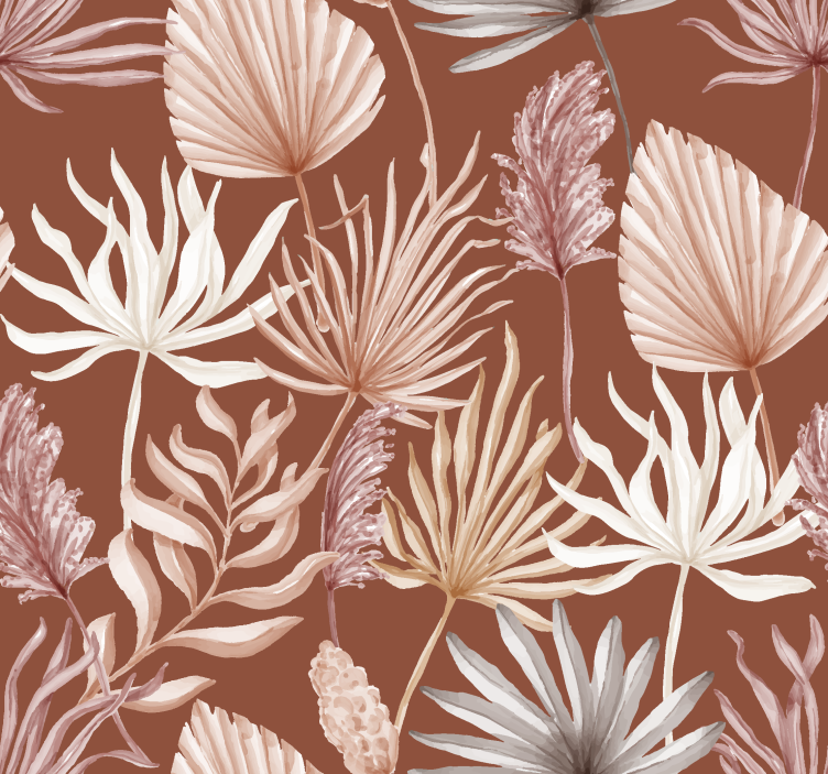 Monstera blader terracotta tapet - Tenstickers
