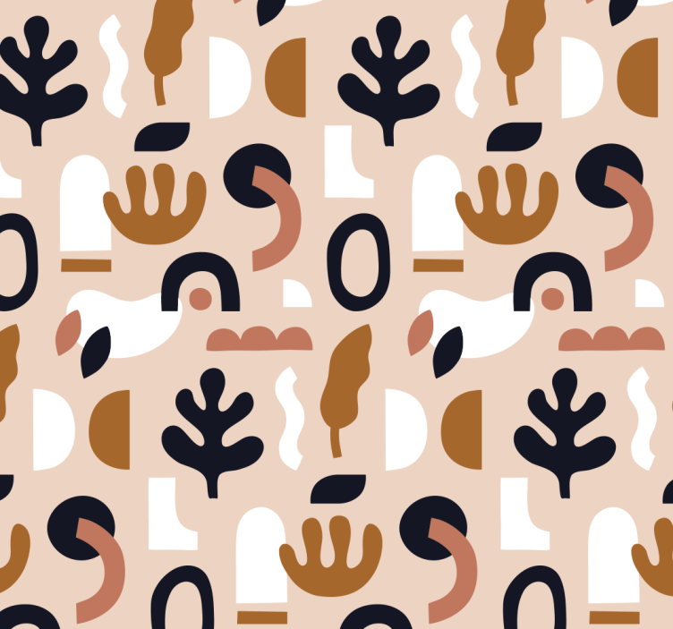 Abstrakte plantemotiver tapet beige - Tenstickers