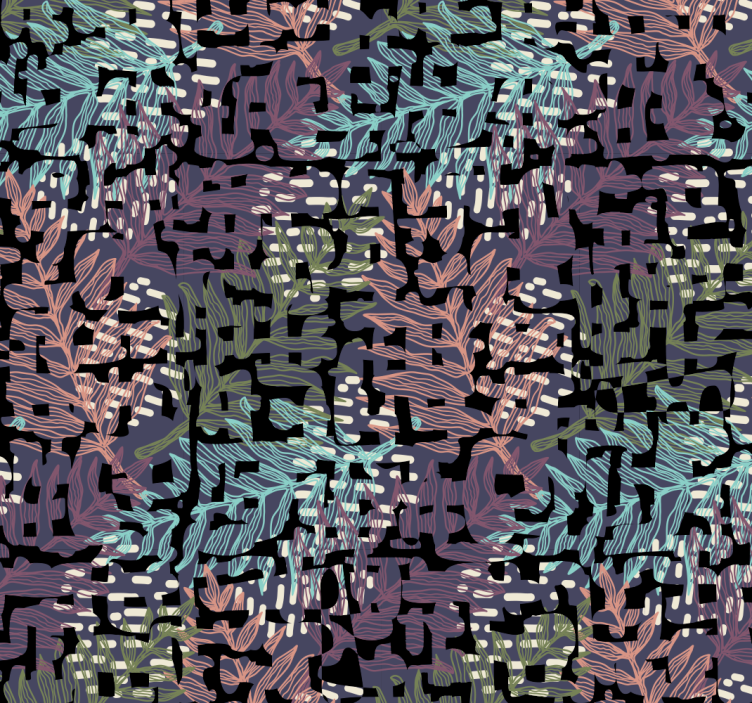 Digitalt bladmønster tapet grønne blader - Tenstickers