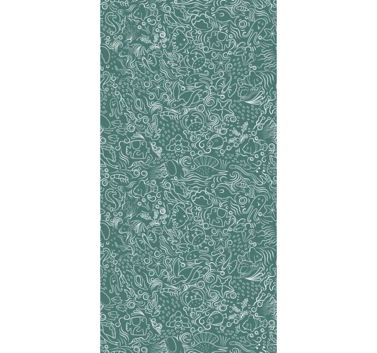 Undersjøisk håndtegnet mønster dyretapet - Tenstickers