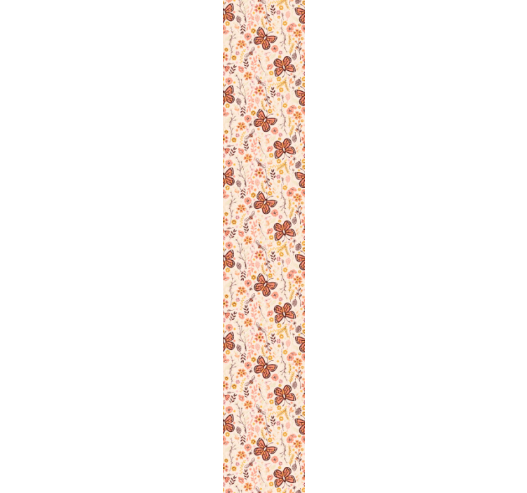 Rosa blomster og sommerfugler tapet - Tenstickers