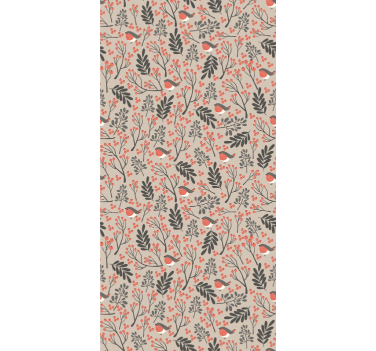 Fugler og blomster tapet stue - Tenstickers