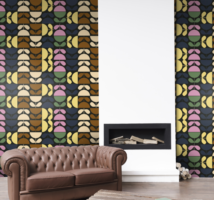 Stiliserte bladmønstre tapet blomste - Tenstickers