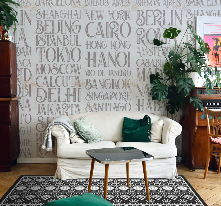 Byer i verden bokstav tapet - Tenstickers