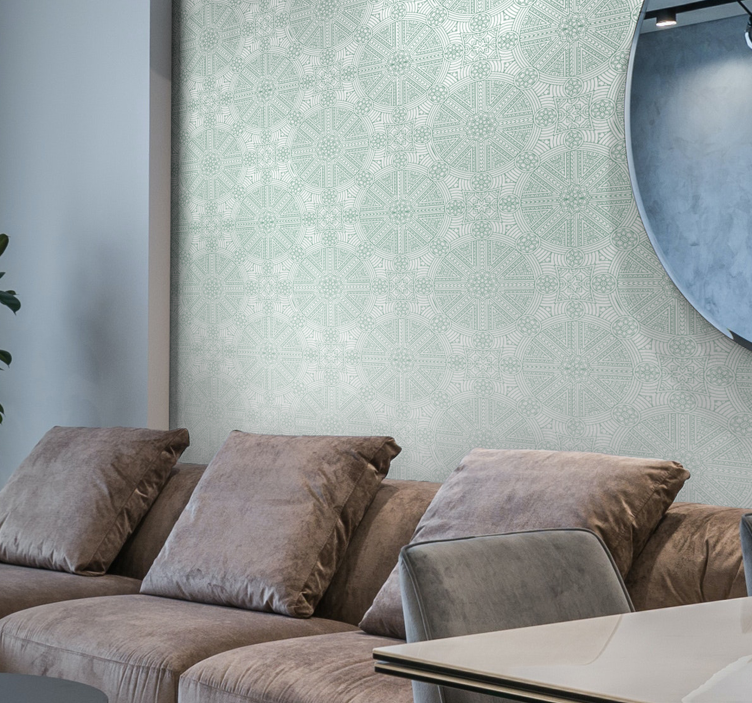 Grønt boho aztekisk mønster tapet gift - Tenstickers