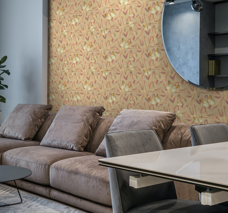 Sommerfugler og tørkede blader tapet stue - Tenstickers