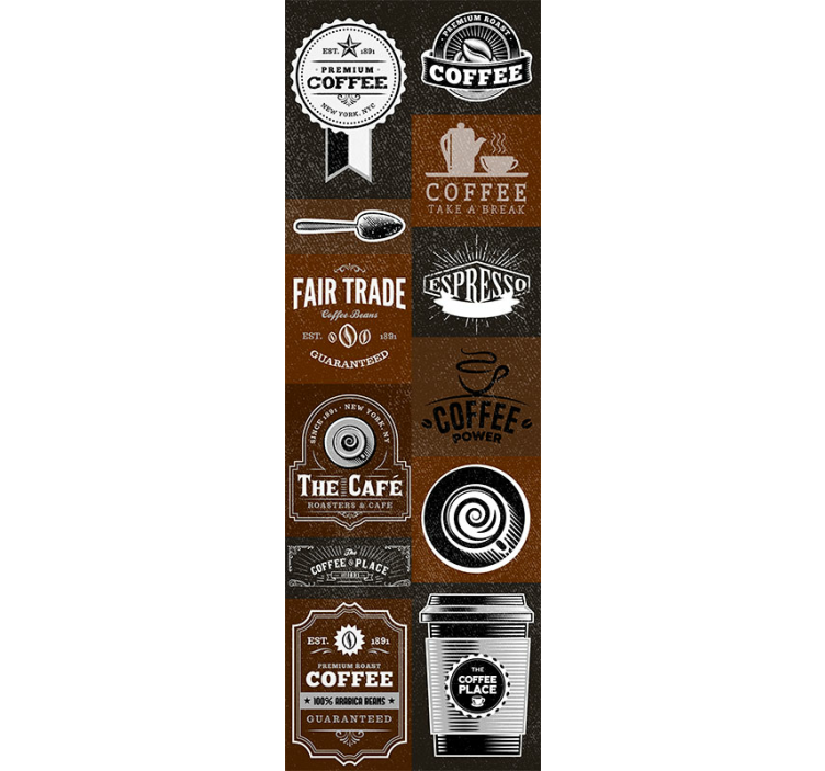 Kaffe illustrasjoner 3d tapet bokstaver - Tenstickers