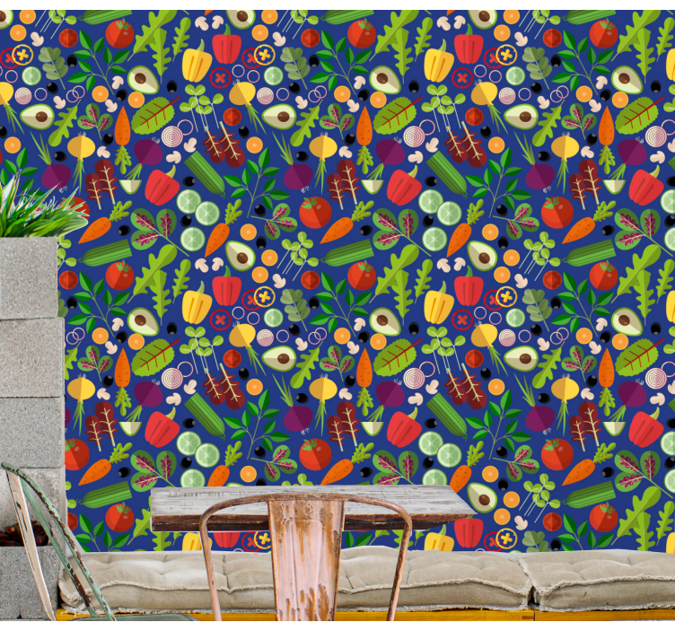 Fargerike grønnsaker tapet kjøkken - Tenstickers