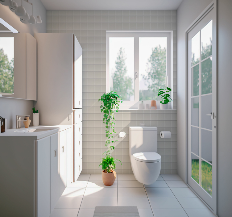 Hvite fliser tapet fliser - Tenstickers