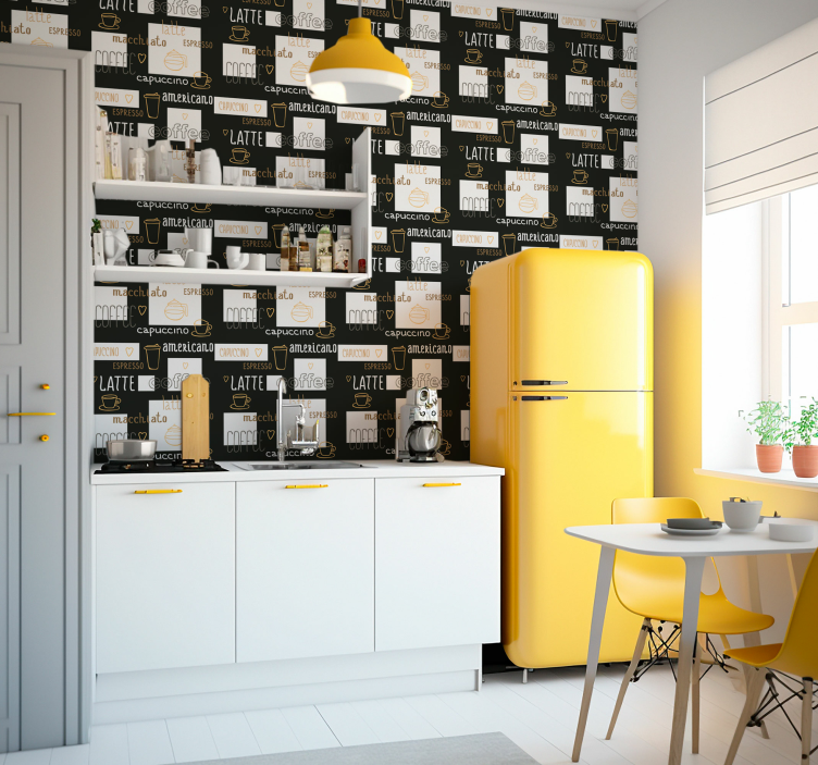 Dekorative kaffetegninger kjøkken tapet - Tenstickers
