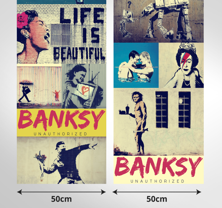 Collage - bansky kunst tapet - Tenstickers