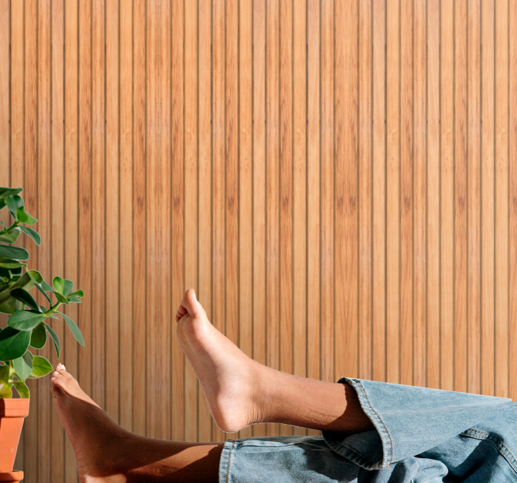 Tre-stil vertikale teak tre lameller tapet tre - Tenstickers