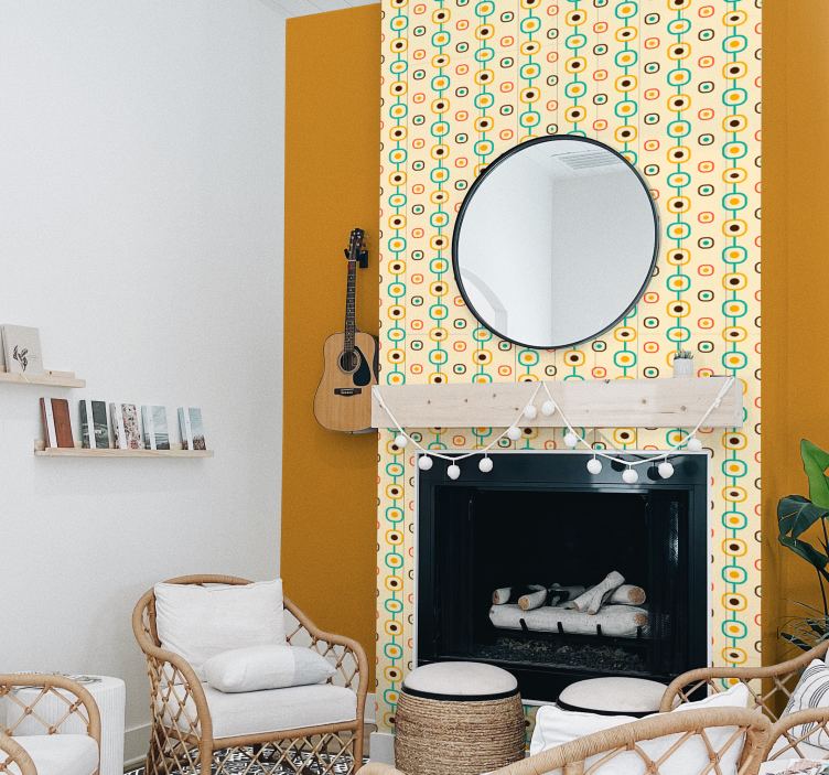 60-talls geometrisk tapet vintage - Tenstickers