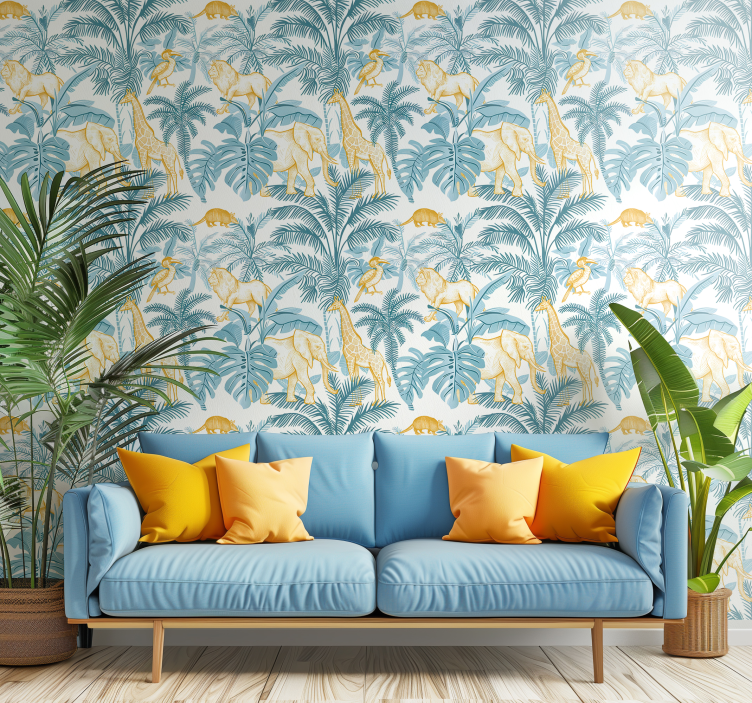 Afrikansk mønster tapet med dyr - Tenstickers