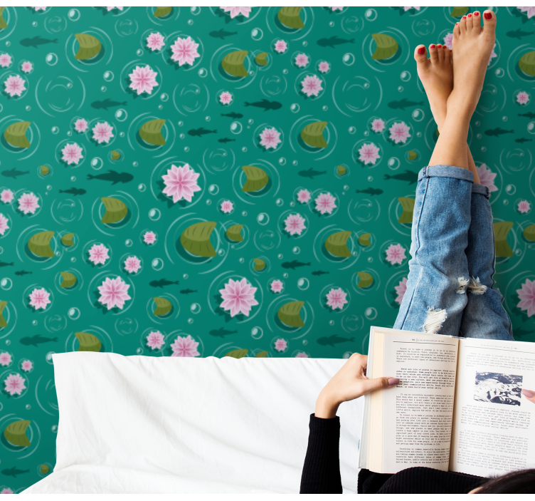 Akvatiske blomster tapet natur - Tenstickers