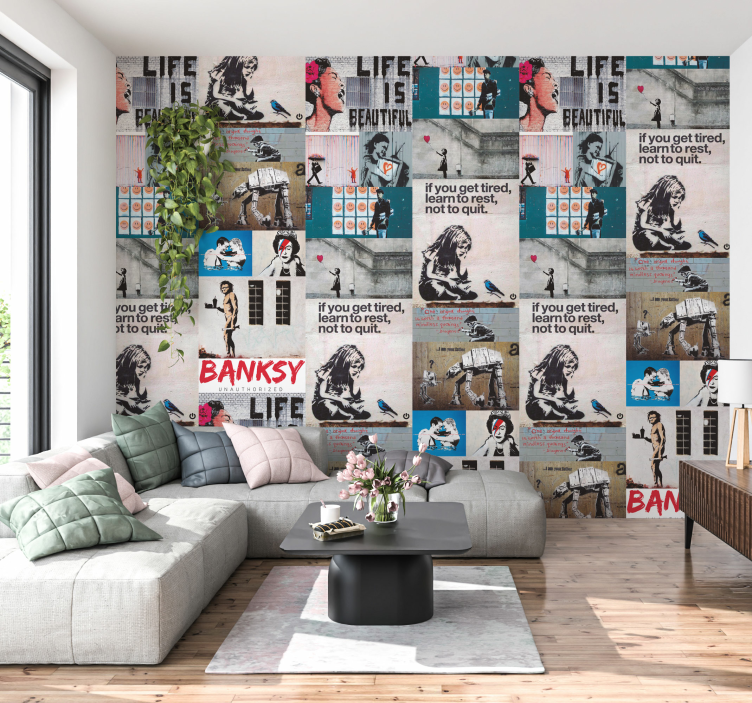 Banket collage kunst tapet - Tenstickers