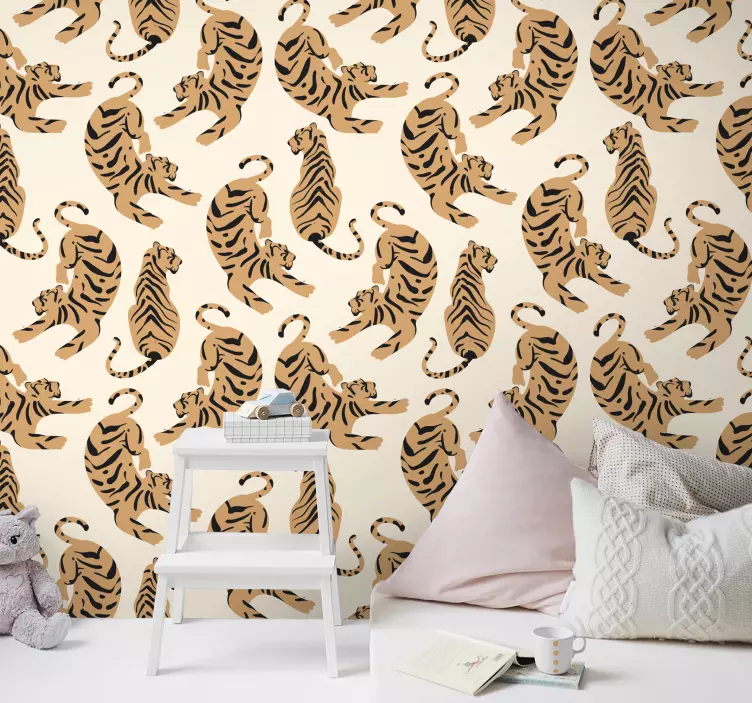 Barnas tiger tegninger dyr tapet - Tenstickers