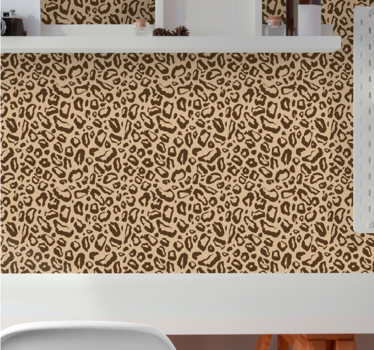 Beige kattemønster leopard tapet - Tenstickers
