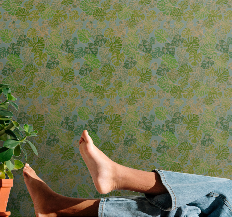 Monstera grønt motiv tapet grønne blader - Tenstickers