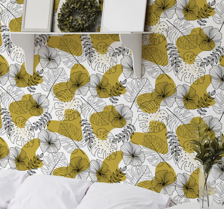 Monstera løvmønster tapet grønne blader - Tenstickers