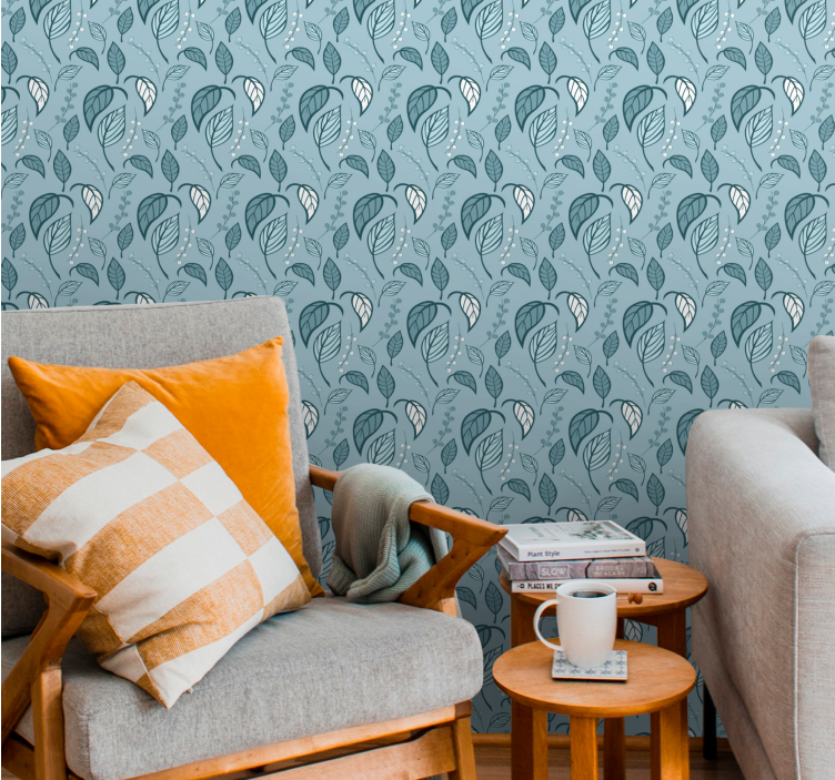 Skandinavisk spire tapet grønne blader - Tenstickers