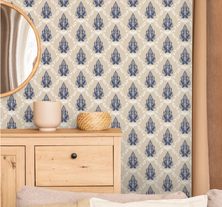 Bladrikt blomstermotiv tapet barokk - Tenstickers