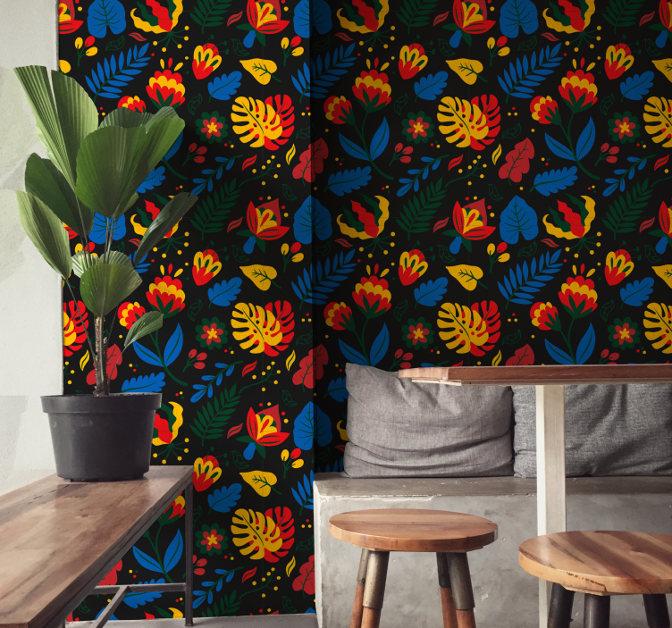 Blomsterbladmønster tapet pynt - Tenstickers