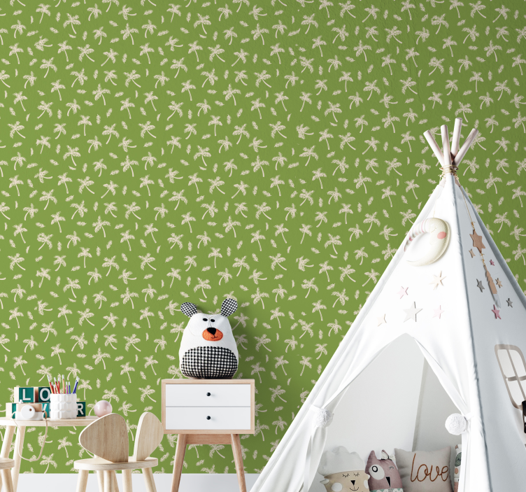 Blomstergrønt tapet grønne blader - Tenstickers