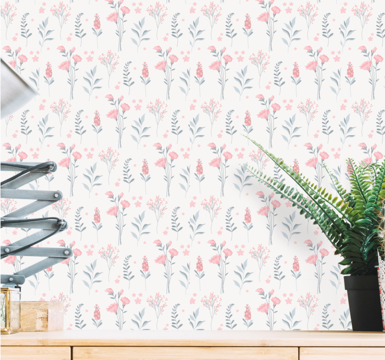 Blomsterhagestil tapet blomster - Tenstickers