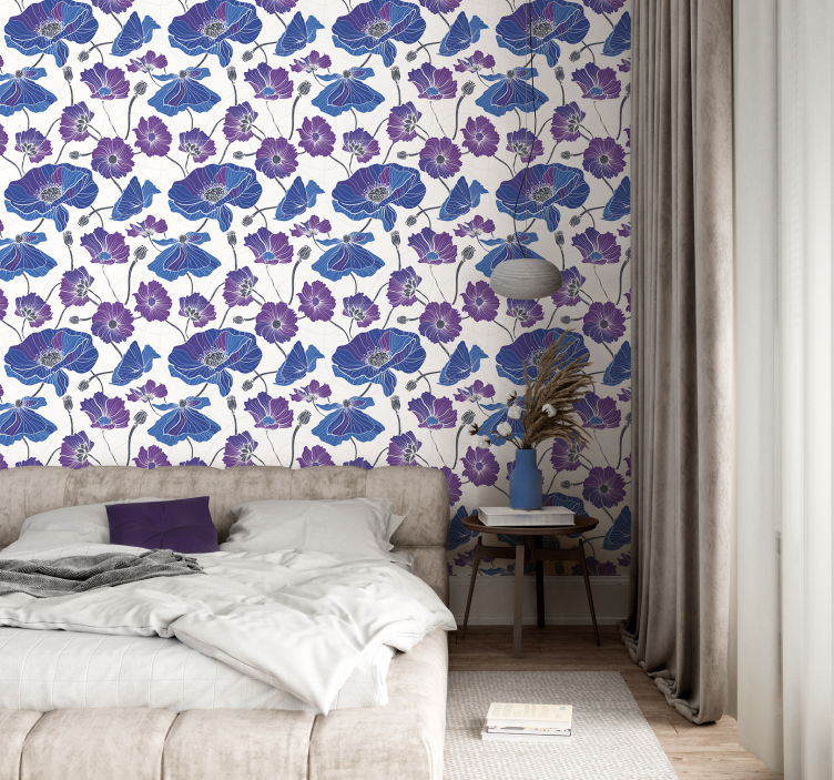 Blomstrende scene tapet blomster - Tenstickers