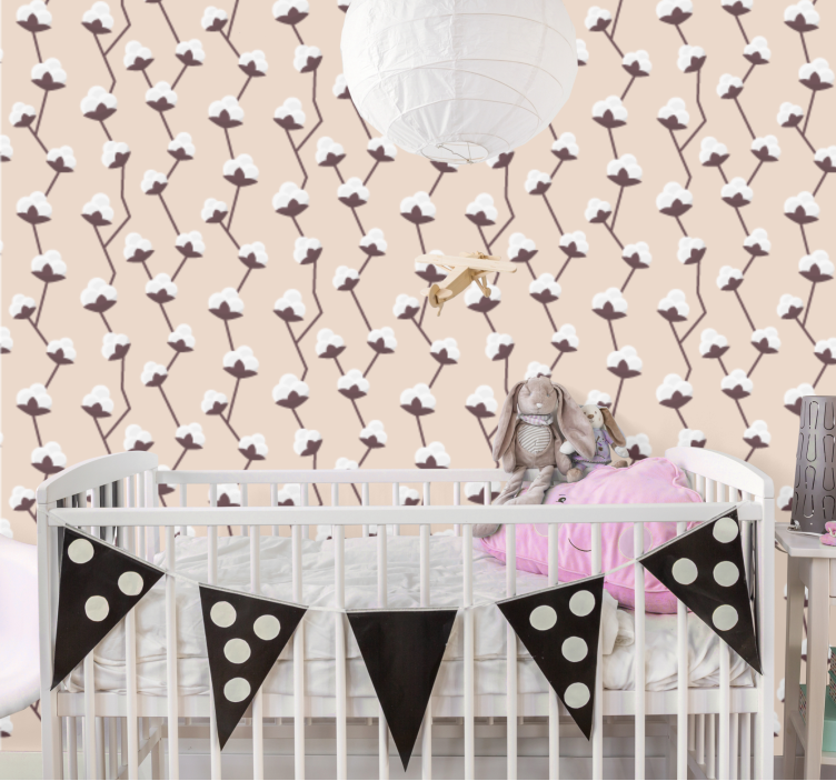 Bomullsblomstmønster tapet baby - Tenstickers