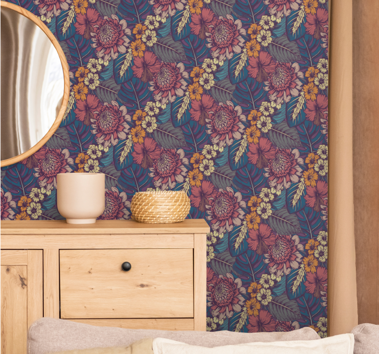 Botanisk vintage mønster tapet blomster - Tenstickers