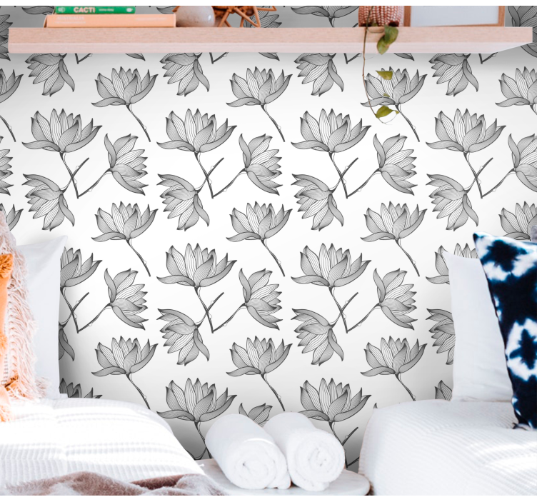 Botaniske skisser tapet blomster - Tenstickers