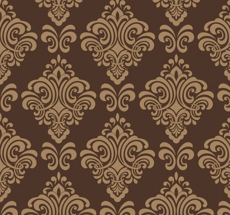 Brun damask stil tapet klassisk - Tenstickers