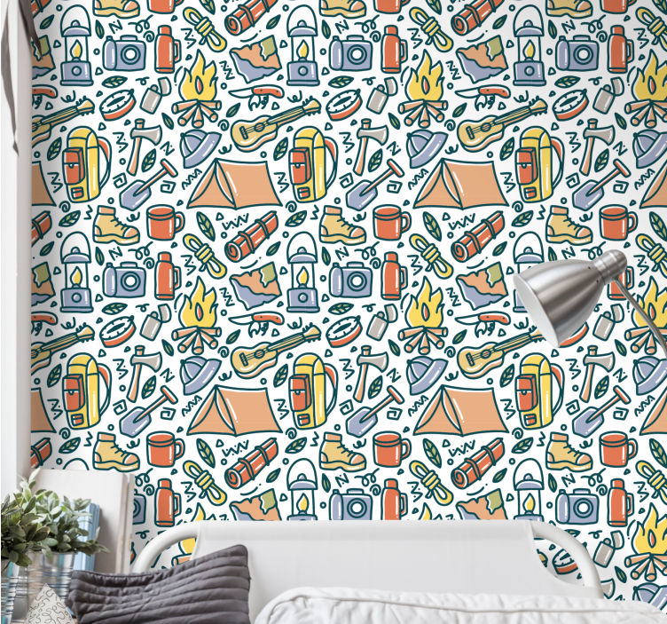 Camping nødvendigheter tapet natur - Tenstickers