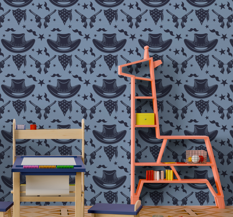 Cowboyhatt, flokk og revolvere barna tapeter - Tenstickers