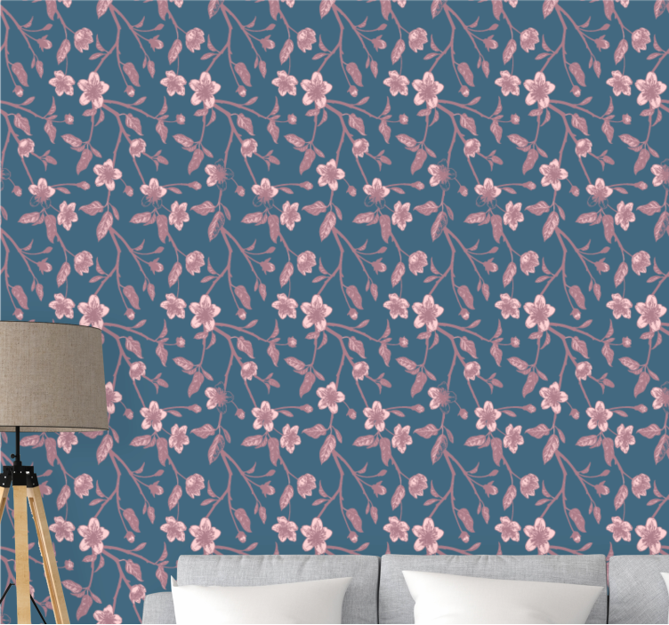 Rosa grenblomster tapet blomster - Tenstickers