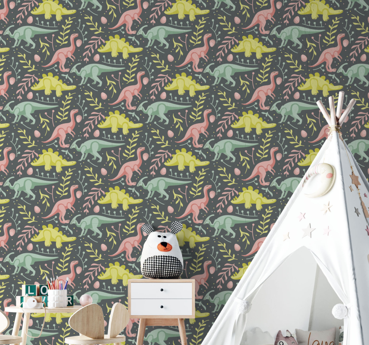 Dinosaur tegneserie lek dinosaur tapet - Tenstickers