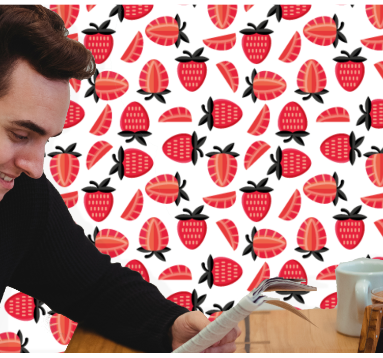 Ekte røde jordbær tapet kjøkken - Tenstickers