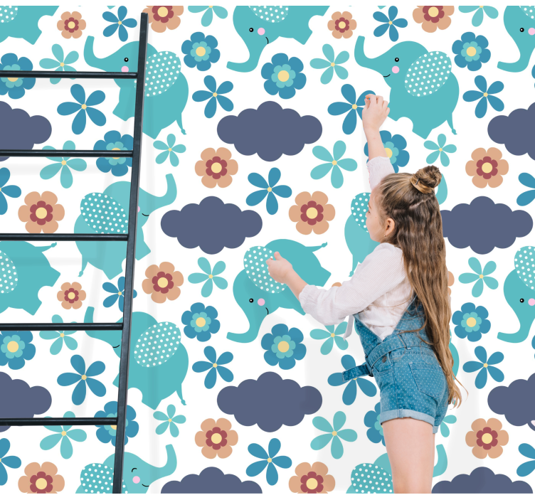 Elefant blomsterlek elefant tapet - Tenstickers